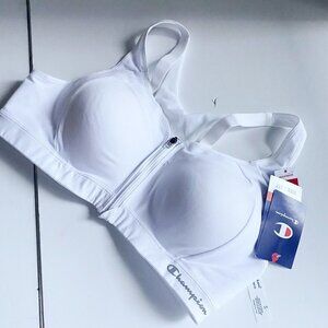 NWT Champion White Double Dry Front Closure Sports Bra 40B